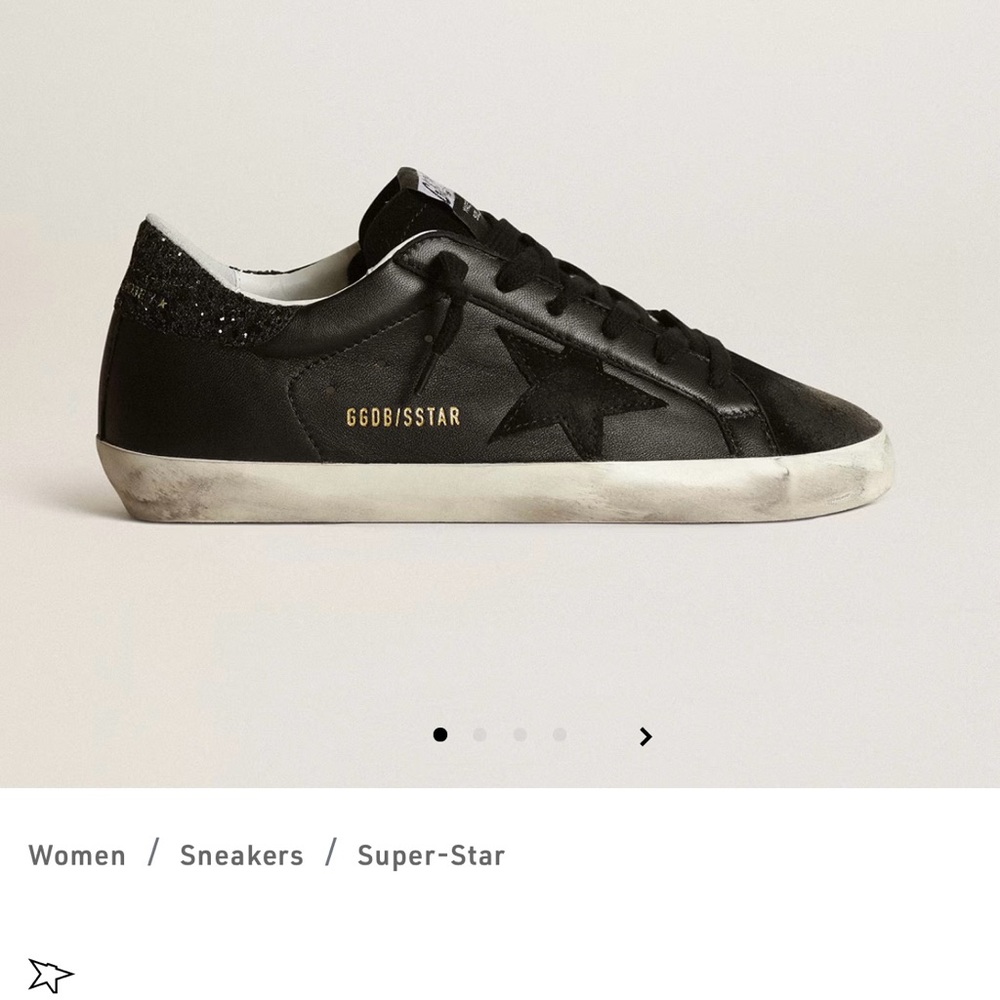 Golden Goose Women’s Super-Star in black with black star and glitter heel tab